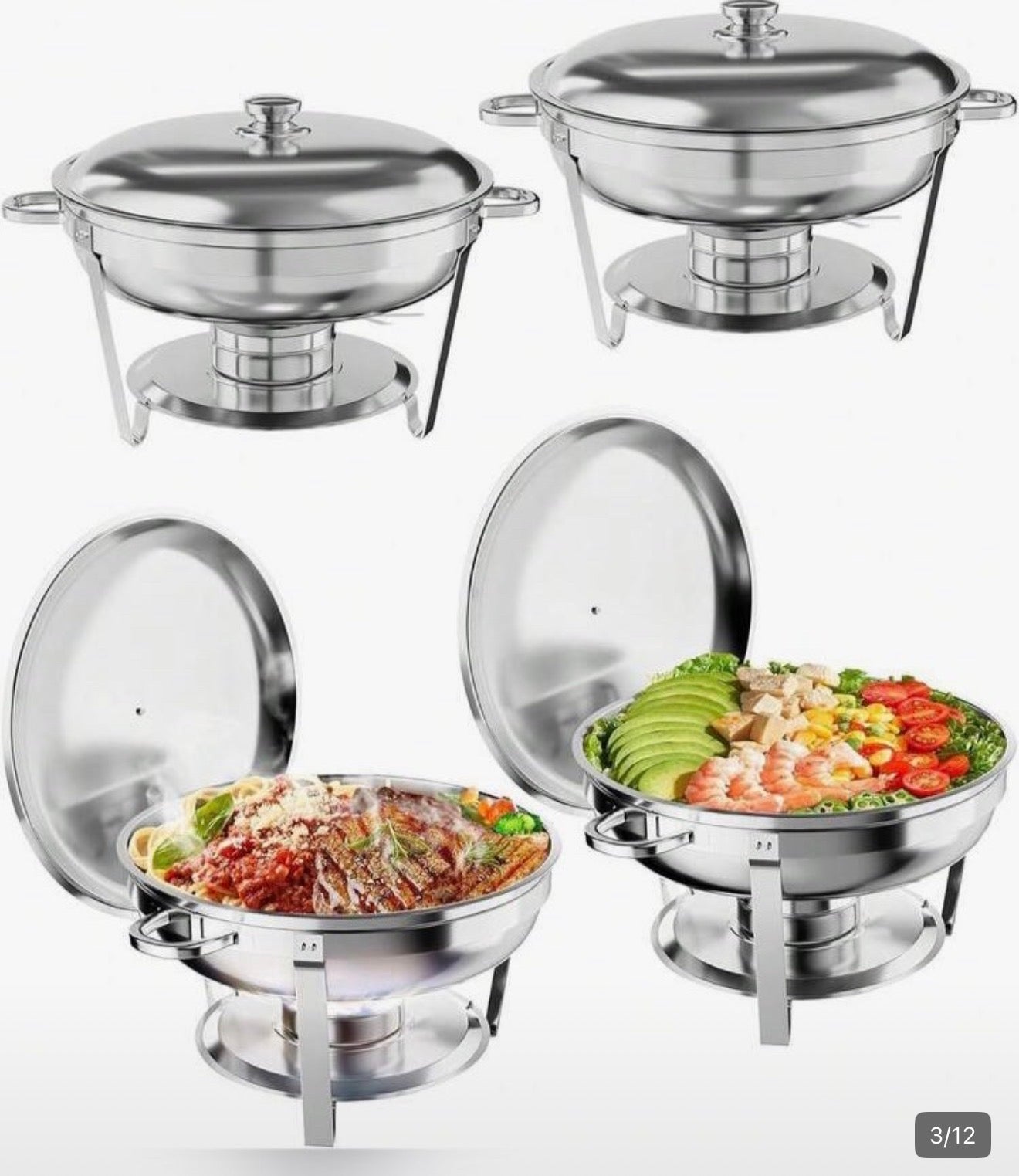 5L Stainless Steel Round Buffet Chafing Dish - Available for HIRE